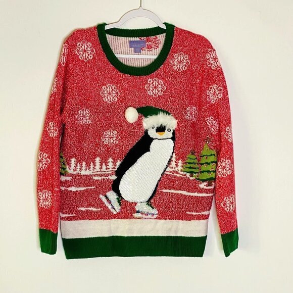 Laura Scott Christmas Holiday Sweater Penguin M - Picture 1 of 6